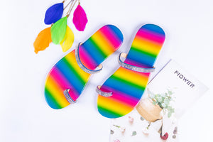 Multi-Color Stripe Beach Slippers