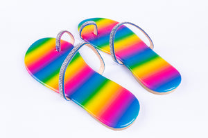 Multi-Color Stripe Beach Slippers