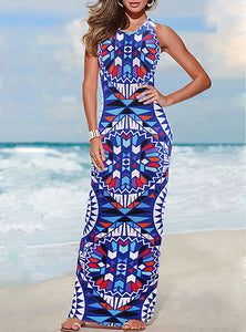 Maxi Dress - Aztec Style Printed Design
