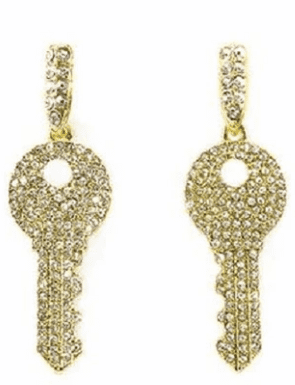 2" Crystal Dangle Key Earrings