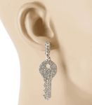 2" Crystal Dangle Key Earrings