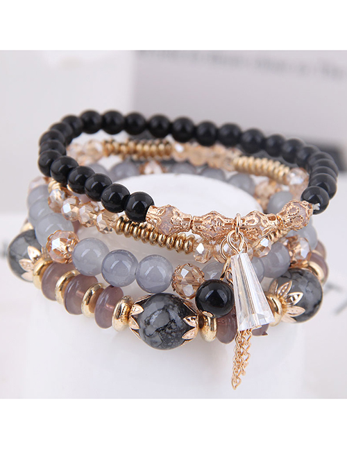Korean Fashion Simple Crystal Bead Multi-layer Female Bracelet