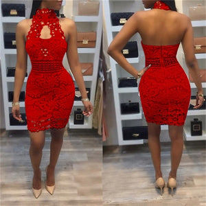Sexy Lace Red Backless Bodycon Dress