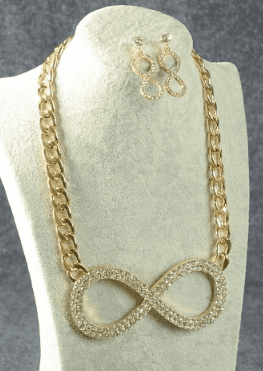 Crystal Studded "INFINITY" Necklace & Earring Set
