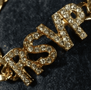 Crystal Studded "RSVP" Chain Bracelet