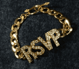 Crystal Studded "RSVP" Chain Bracelet