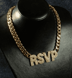 Crystal Studded "RSVP" Chain Necklace