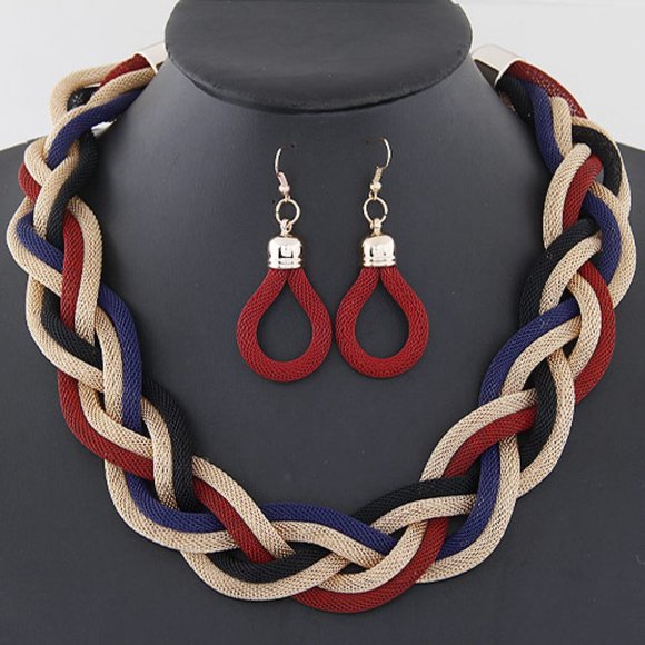 Fashion Red Metal Chain Weave Simple Design Set