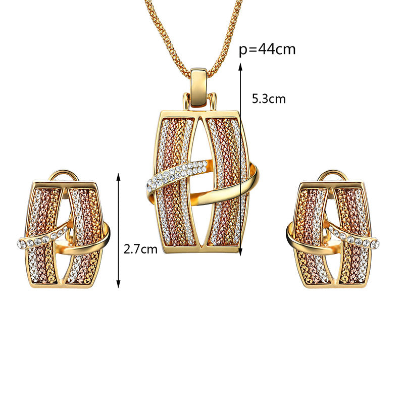 Fashion Gold Color Geometric Shape Design Pure Color Jewelry Set