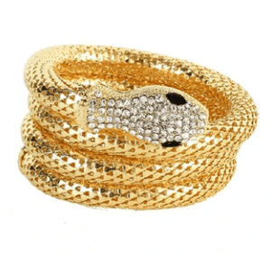 Gold Clear Rhinestone Wrap Around Snake Bracelet