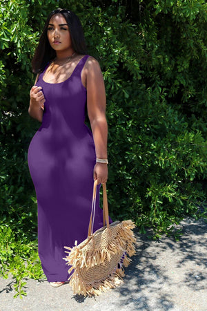 Purple Sexy Fashion Solid Color Dress